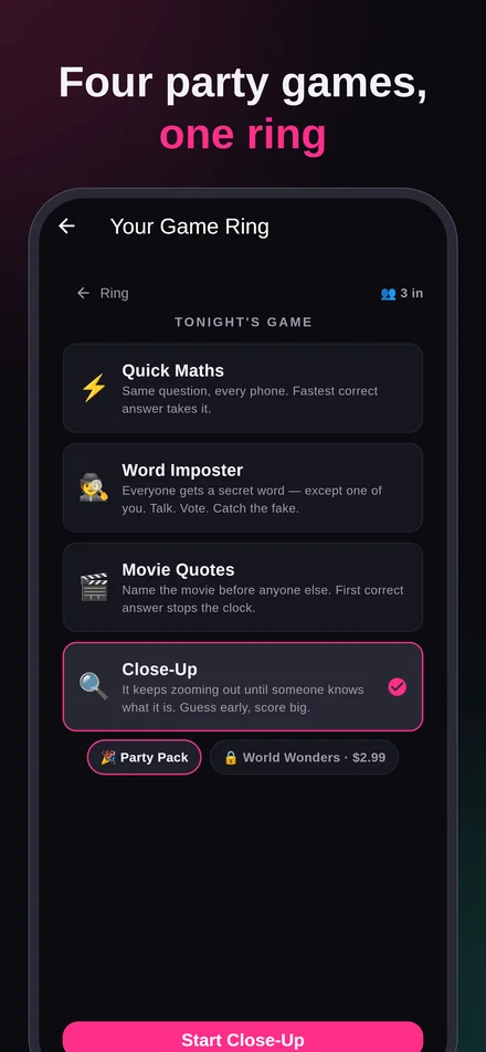 Choosing a game in Game Ring
