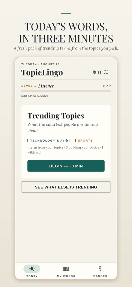TopicLingo daily pack of trending terms